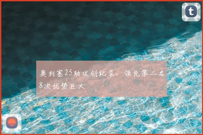 奥利塞25助攻创纪录，领先第二名8次优势巨大